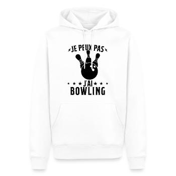 Je Peux Pas J'ai Bowling - Sweat à capuche Premium bio Homme - blanc - Devant - Nico (187cm)