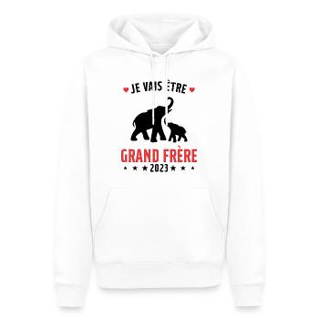 Je Vais Être Grand Frère en 2023 - Sweat à capuche Premium bio Homme - blanc - Devant - Nico (187cm)