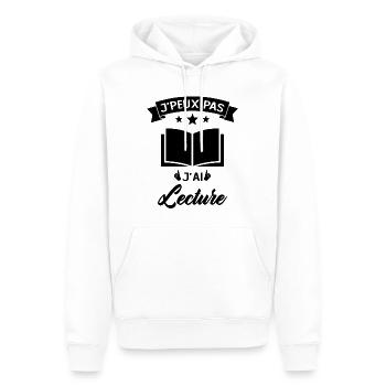 Je Peux Pas J'ai Lecture Cadeau - Sweat à capuche Premium bio Homme - blanc - Devant - Nico (187cm)