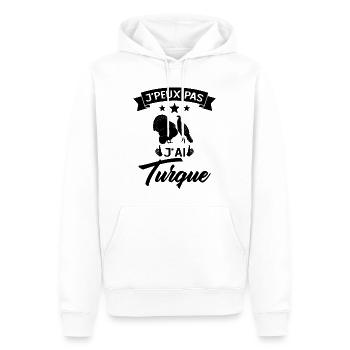 Je peux pas je suis Turque Cadeau - Sweat à capuche Premium bio Homme - blanc - Devant - Nico (187cm)