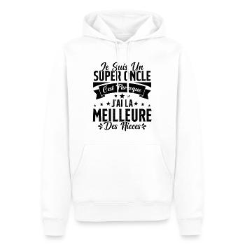 Un Super Oncle Cadeau Humour Nièce Tonton - Sweat à capuche Premium bio Homme - blanc - Devant - Nico (187cm)