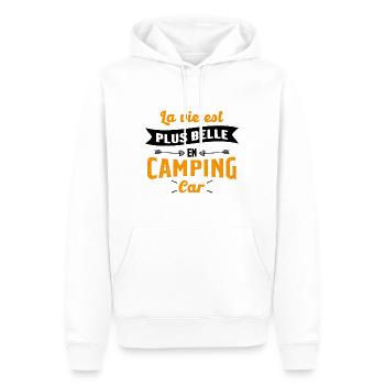 La vie est plus belle en Camping-car humour cadeau - Sweat à capuche Premium bio Homme - blanc - Devant - Nico (187cm)