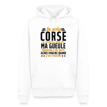 Corse je ne ferme pas ma gueule cadeau humour - Sweat à capuche Premium bio Homme - blanc - Devant - Nico (187cm)