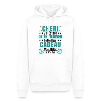 Chéri Saint Valentin Amour Couple Humour - Sweat à capuche Premium bio Homme - blanc - Devant - Nico (187cm)