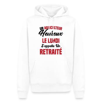 Agriculteur Heureux le lundi S'appelle un Retraité - Sweat à capuche Premium bio Homme - blanc - Devant - Nico (187cm)