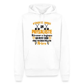 Paysagiste et jardinier cadeau humour - Sweat à capuche Premium bio Homme - blanc - Devant - Nico (187cm)