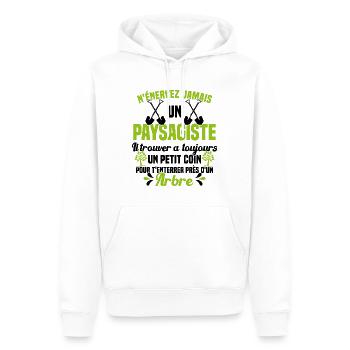 Paysagiste et jardinier cadeau humour - Sweat à capuche Premium bio Homme - blanc - Devant - Nico (187cm)