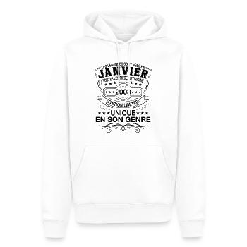 Les légendes sont nées en janvier 2003 cadeau - Sweat à capuche Premium bio Homme - blanc - Devant - Nico (187cm)