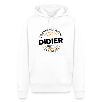 Didier L'Homme Le Mythe La Légende Cadeau Humour - Sweat à capuche Premium bio Homme - blanc - Devant - Nico (187cm)