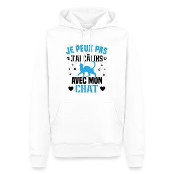 je peux pas j'ai câlins avec mon chat Cadeau - Sweat à capuche Premium bio Homme - blanc - Devant - Nico (187cm)