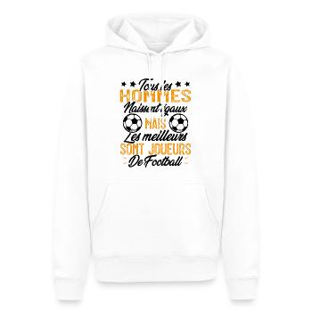 les hommes sont les meilleurs joueurs de football - Sweat à capuche Premium bio Homme - blanc - Devant - Nico (187cm)