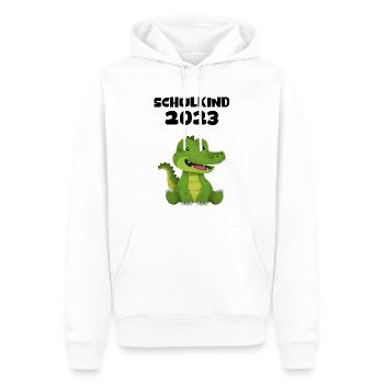 Schulkind 2023 Krokodil Einschulung Erstklässler - Männer Premium Bio Hoodie - Weiß - Vorne - Nico (187cm)