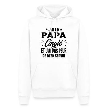 J'ai Un Papa Cinglé Cadeau Humour Papa - Sweat à capuche Premium bio Homme - blanc - Devant - Nico (187cm)