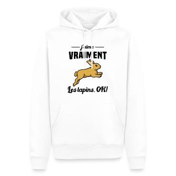 J'aime vraiment les Lapins OK - Sweat à capuche Premium bio Homme - blanc - Devant - Nico (187cm)