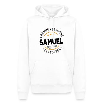 Samuel L'Homme Le Mythe La Légende - Sweat à capuche Premium bio Homme - blanc - Devant - Nico (187cm)