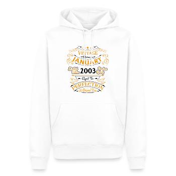 Vintage né en Janvier 2003 Cadeau D'anniversaire - Sweat à capuche Premium bio Homme - blanc - Devant - Nico (187cm)