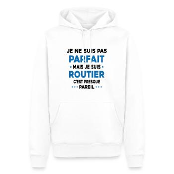 Pas parfait mais je suis Routier Cadeau Camionneur - Sweat à capuche Premium bio Homme - blanc - Devant - Nico (187cm)