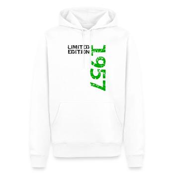 1957 édition limitée anniversaire cadeau femme mari - Sweat à capuche Premium bio Homme - blanc - Devant - Nico (187cm)