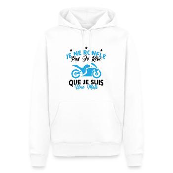 Je Ne Ronfle Pas Je Rêve Que Je Suis Une Moto - Sweat à capuche Premium bio Homme - blanc - Devant - Nico (187cm)