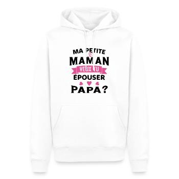Ma Petite Maman Veux Tu Épouser Papa Cadeau Maman - Sweat à capuche Premium bio Homme - blanc - Devant - Nico (187cm)