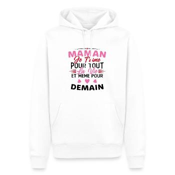 Maman je t'aime Mère Bébé Naissance Amour - Sweat à capuche Premium bio Homme - blanc - Devant - Nico (187cm)