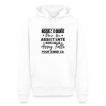 Assistante Sociale Humour Métier Idée Cadeau Femme - Sweat à capuche Premium bio Homme - blanc - Devant - Nico (187cm)