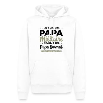 Homme Je Suis Papa Militaire Humour Cadeau soldats - Sweat à capuche Premium bio Homme - blanc - Devant - Nico (187cm)