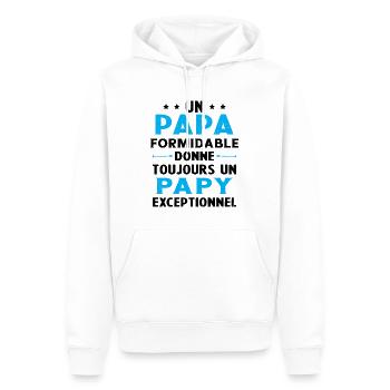 Un papa formidable - Papy exceptionnel Cadeau - Sweat à capuche Premium bio Homme - blanc - Devant - Nico (187cm)