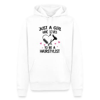 Frau nur ein Mädchen, das gerne Friseurin ist - Männer Premium Bio Hoodie - Weiß - Vorne - Nico (187cm)