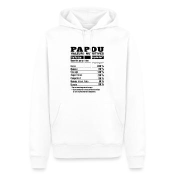 Cadeau papou humour papou valeurs nutritives - Sweat à capuche Premium bio Homme - blanc - Devant - Nico (187cm)
