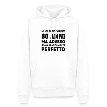 Cela a pris 80 ans mais aujourdhui je suis parfait - Sweat à capuche Premium bio Homme - blanc - Devant - Nico (187cm)