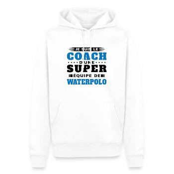 Coach de Super équipe de waterpolo Humour Cadeau - Sweat à capuche Premium bio Homme - blanc - Devant - Nico (187cm)