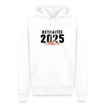 Retraitée 2025 - Sweat à capuche Premium bio Homme - blanc - Devant - Nico (187cm)