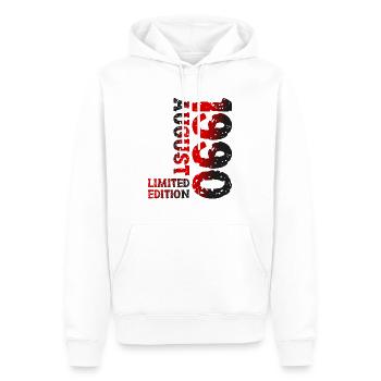 1990 Août Édition Limitée 33e Tenue d’anniversaire - Sweat à capuche Premium bio Homme - blanc - Devant - Nico (187cm)