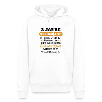 2 Jahre verheiratet zynisch 2 Hochzeitstag - Männer Premium Bio Hoodie - Weiß - Vorne - Nico (187cm)