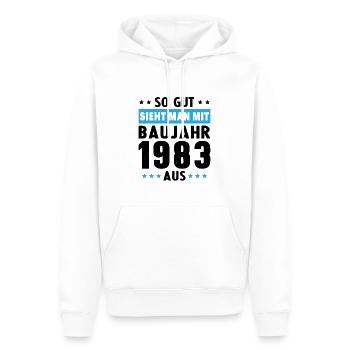Geschenk Geburtstag 1983 Frau Mann Geschenkidee - Männer Premium Bio Hoodie - Weiß - Vorne - Nico (187cm)