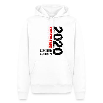 2020 Septembre Édition Limitée 3ème Décoration Anniversaire - Sweat à capuche Premium bio Homme - blanc - Devant - Nico (187cm)