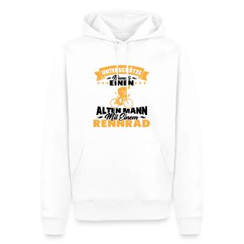 Alten mann mit einem Rennrad - Männer Premium Bio Hoodie - Weiß - Vorne - Nico (187cm)