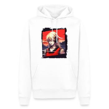 Japanische rote Sonne: Ein blondes Mädchen - Männer Premium Bio Hoodie - Weiß - Vorne - Nico (187cm)