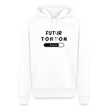 Homme Annonce Grossesse Tonton Futur Tonton - Sweat à capuche Premium bio Homme - blanc - Devant - Nico (187cm)