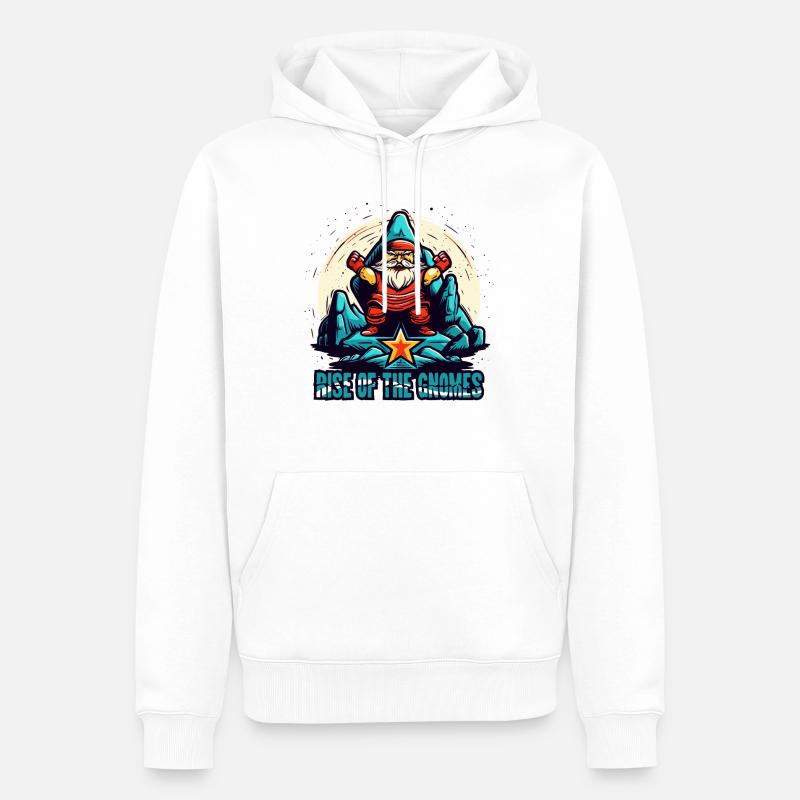 Der Aufstieg der Gartenzwerge - Männer Premium Bio Hoodie - Weiß
