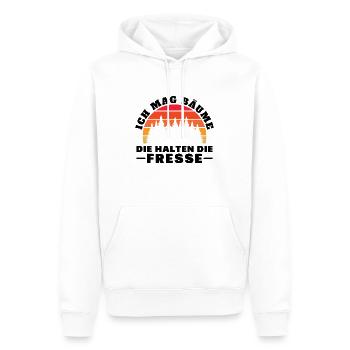 Ich Mag Bäume Die Halten Die Fresse - Männer Premium Bio Hoodie - Weiß - Vorne - Nico (187cm)