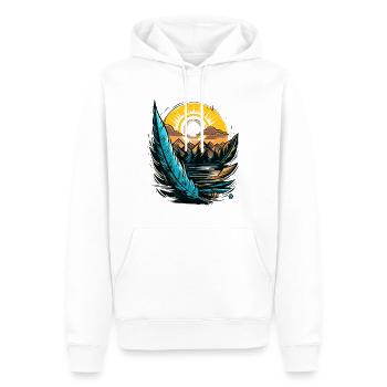 Eine schreibende Feder und die Natur - Männer Premium Bio Hoodie - Weiß - Vorne - Nico (187cm)