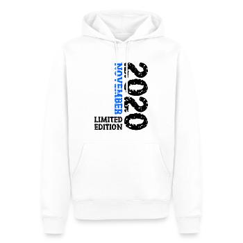 2020 Novembre Édition Limitée 3ème Anniversaire Décoration - Sweat à capuche Premium bio Homme - blanc - Devant - Nico (187cm)
