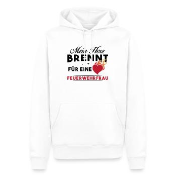 Mein Herz brennt für eine Feuerwehrfrau - Männer Premium Bio Hoodie - Weiß - Vorne - Nico (187cm)