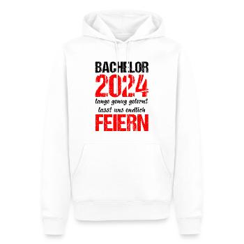 Bachelor 2024 Lange Genug Gelernt Lasst Uns Feiern - Männer Premium Bio Hoodie - Weiß - Vorne - Nico (187cm)