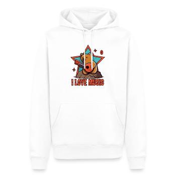 J’aime la musique : Drôle d’ours de guitare - Sweat à capuche Premium bio Homme - blanc - Devant - Nico (187cm)