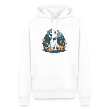 Niedlicher Welpe und Blumen - Männer Premium Bio Hoodie - Weiß - Vorne - Nico (187cm)