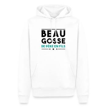Beau Gosse De Père En Fils - Sweat à capuche Premium bio Homme - blanc - Devant - Nico (187cm)