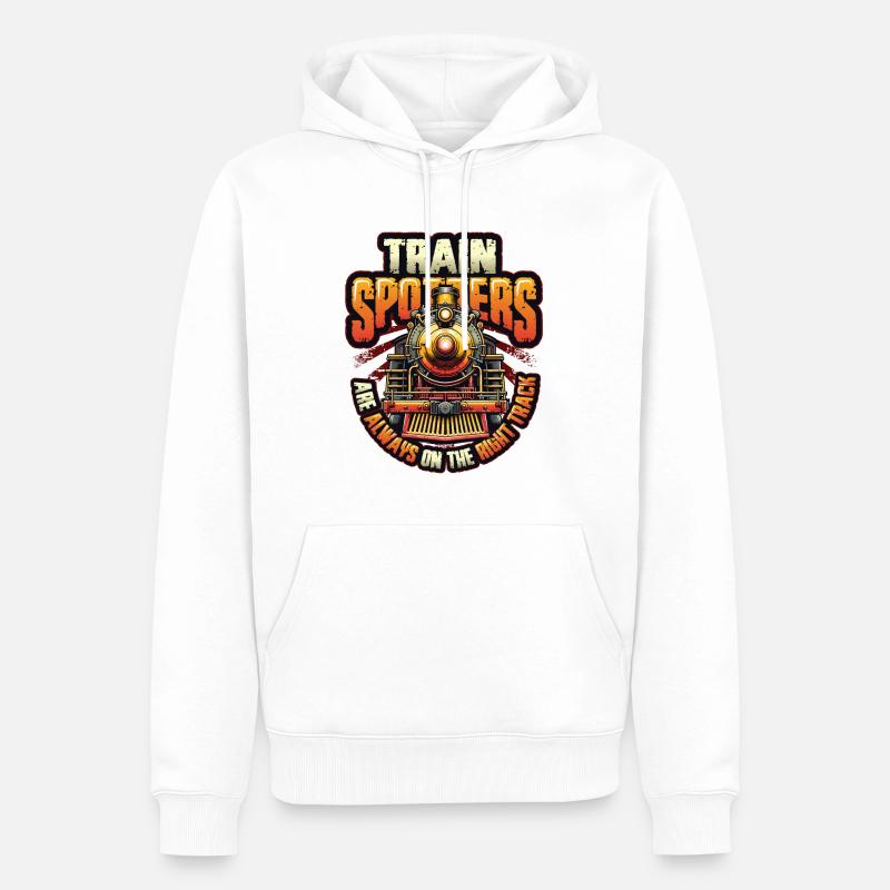 Trainspotting Train Lovers Trains - Sweat à capuche Premium bio Homme - blanc